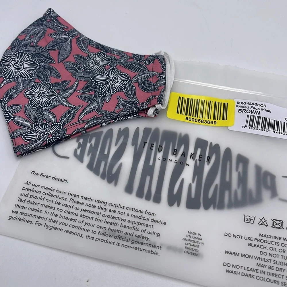 TED BAKER LONDON Reversible Reusable FACE MASK  NWT  OS